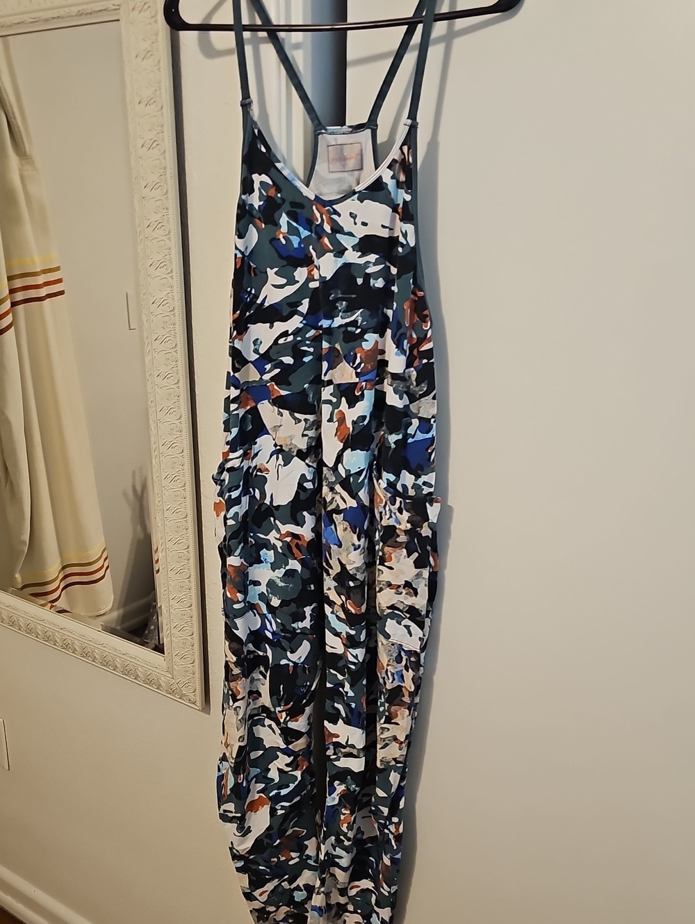 FP Movement by Free People Abstract Blue Multi Print Romper